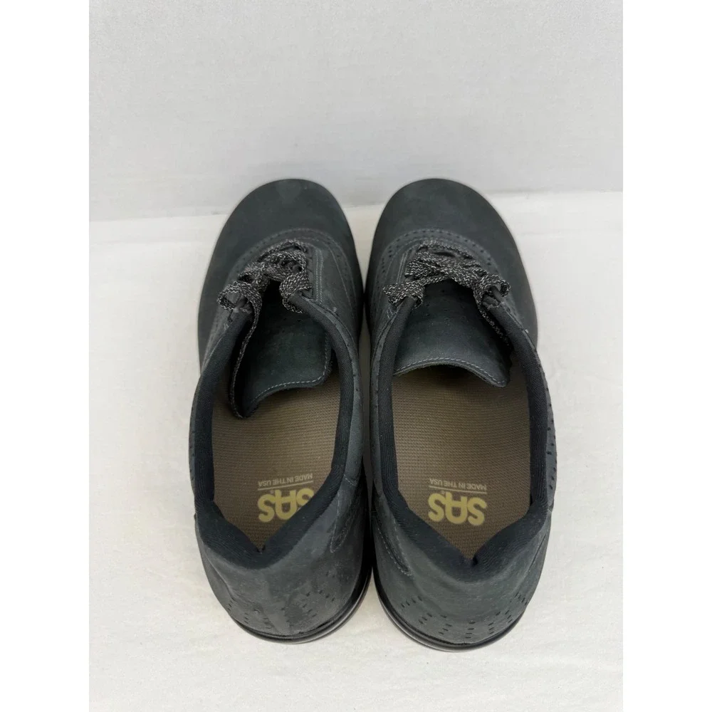 SAS Walk Easy Womens 8.5 WW Black Suede Leather Lace Up Comfort Walking Shoe USA